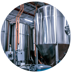 brewery equipment in warehouse